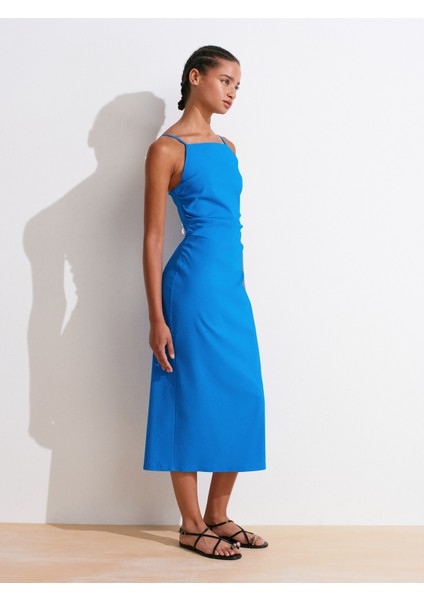 91479 Büzgülü Midi Elbise-Saks indirimleri