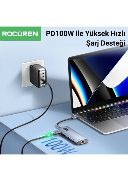 11 Portlu 4K 30Hz HDMI Gigabit Ethernet Sd Tf Kart Okuyuculu 3.5mm Jack USB Hub Çoklayıcı modelleri