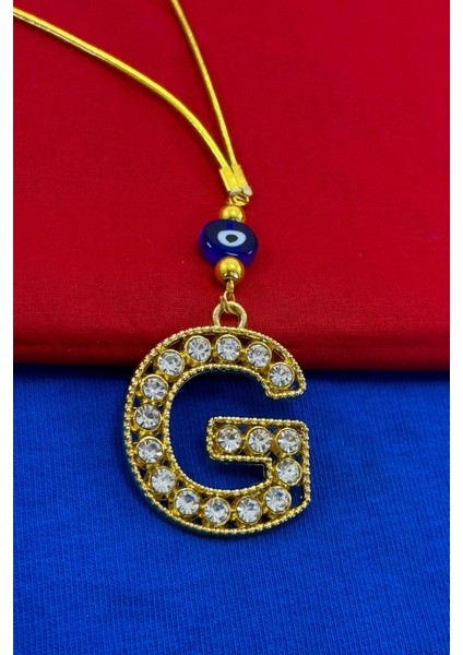 Gold Renkli Parlak Taşlı G Harfi Araba Dikiz Ayna Süsü, Hediyelik Araba Süsü fiyatları
