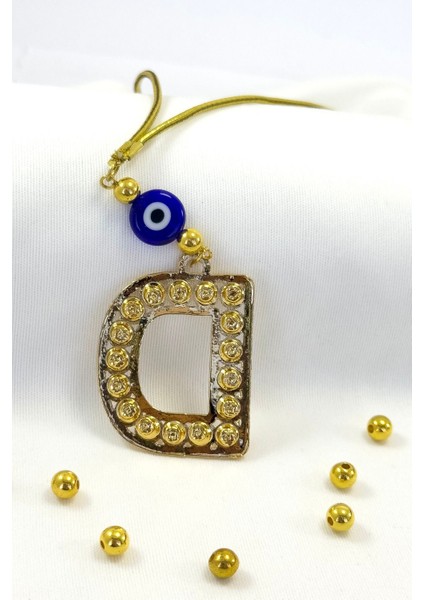 Gold Renkli Parlak Taşlı D Harfi Araba Dikiz Ayna Süsü, Hediyelik Araba Süsü fiyatları