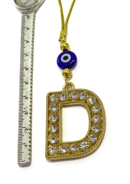 Gold Renkli Parlak Taşlı D Harfi Araba Dikiz Ayna Süsü, Hediyelik Araba Süsü modelleri