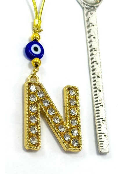 Gold Renkli Parlak Taşlı N Harfi Araba Dikiz Ayna Süsü, Hediyelik Araba Süsü fırsatları