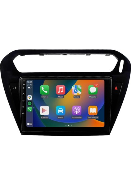 Peugeot 301 Siyah 2012-2022 8gb Ram 128GB Hafıza 8 Çekirdek Carplay Kamera Android Multimedya modelleri