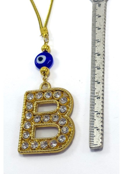 Gold Renkli Parlak Taşlı B Harfi Araba Dikiz Ayna Süsü, Hediyelik Araba Süsü fırsatları