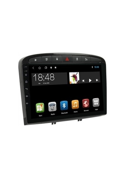 Peugeot 308 Siyah 2007-2014 6gb Ram 64GB Hafıza 8 Çekirdek Carplay Kamera Android Multimedya