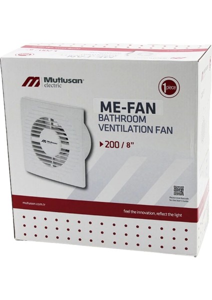 MUTLUSAN-001 211 000 200 00 00 Me-Fan 2008 Inç Banyo Tuvalet Havalandırma Aspiratörü 40W1000RPM200M3/H (4887)