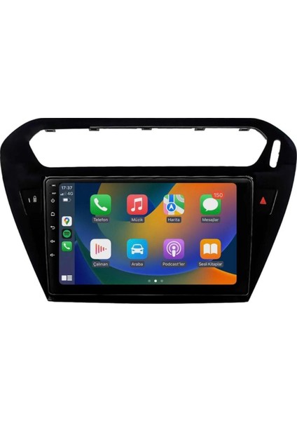 Citroen C-Elysee Siyah 2012-2022 4gb Ram 64GB Hafıza 8 Çekirdek Carplay Kamera Android Multimedya