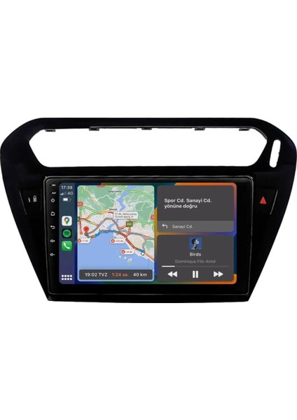 Citroen C-Elysee Siyah 2012-2022 4gb Ram 64GB Hafıza 8 Çekirdek Carplay Kamera Android Multimedya