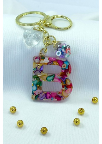 Renkli Epoksi B Harfi Anahtarlık, Hediyelik Çanta Süsü fiyatları
