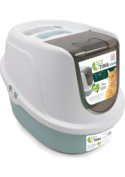 Eco Tima Kapalı Kedi Tuvaleti M Yeşil