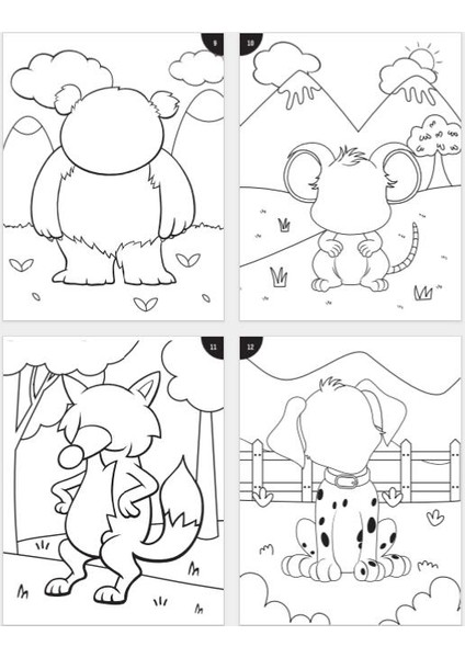 Funny Faces Stickerlı Boyama Kitabı Hayvanlar modelleri