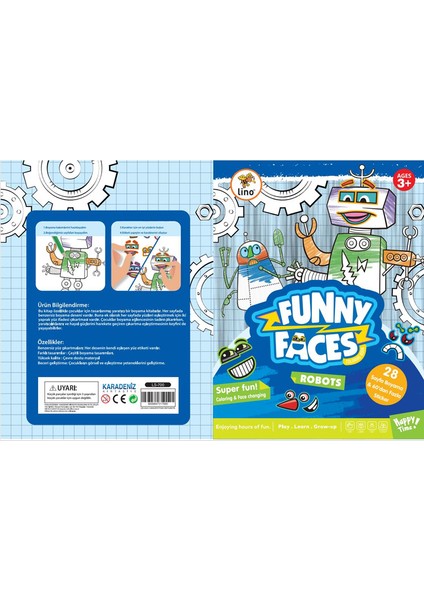 Funny Faces Stickerlı Boyama Kitabı Robotlar