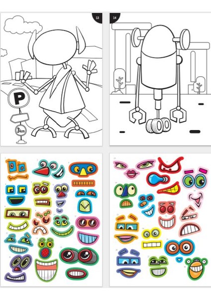 Funny Faces Stickerlı Boyama Kitabı Robotlar fiyatları