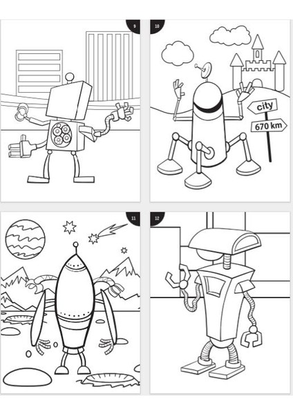 Funny Faces Stickerlı Boyama Kitabı Robotlar modelleri