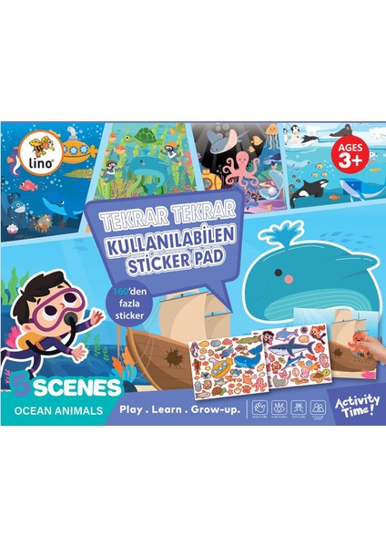 Tekrar Tekrar Kullanabilen Sticker Pad Okyanus Canlıları