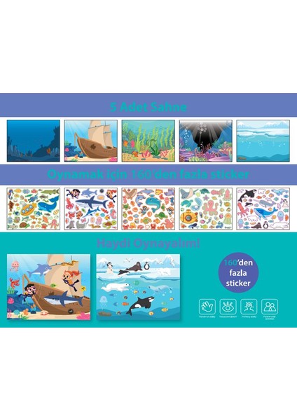 Tekrar Tekrar Kullanabilen Sticker Pad Okyanus Canlıları fiyatları