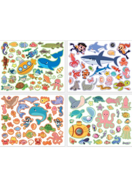 Tekrar Tekrar Kullanabilen Sticker Pad Okyanus Canlıları modelleri