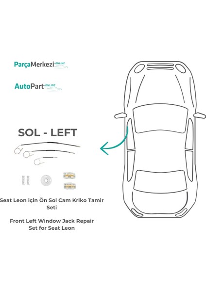 Seat Leon Için Ön Sol Cam Kriko Tamir Seti