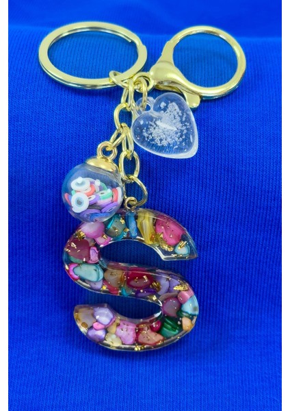 Renkli Epoksi S Harfi Anahtarlık, Hediyelik Çanta Süsü modelleri