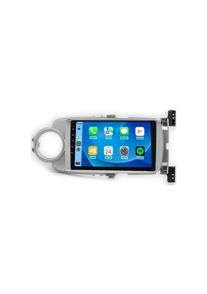Toyota Yaris 2012-2019 Gri 8gb Ram 128GB Hafıza 8 Çekirdek Carplay Kamera Android Multimedya