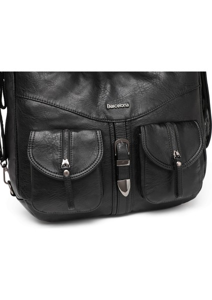 Yıkama Deri Hem Sırt Hem Omuz Kadın Çantası 21-K Barcelona 1936 modelleri