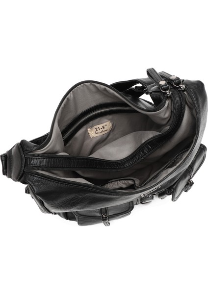 Yıkama Deri Hem Sırt Hem Omuz Kadın Çantası 21-K Barcelona 1936