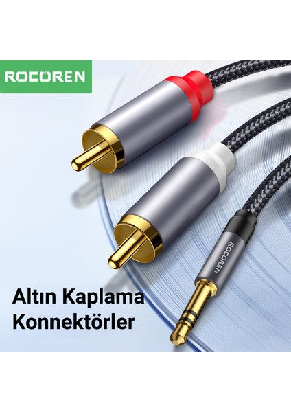 3.5mm Aux Jack To Rca Hi-Fi Ses Kablosu 1 Metre