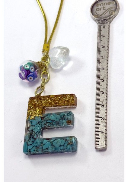 Epoksi Firuze Doğal Taşlı E Harfi Araba Dikiz Ayna Süsü, Hediyelik Araba Süsü fırsatları