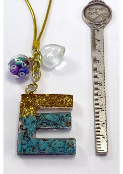 Epoksi Firuze Doğal Taşlı E Harfi Araba Dikiz Ayna Süsü, Hediyelik Araba Süsü indirimleri