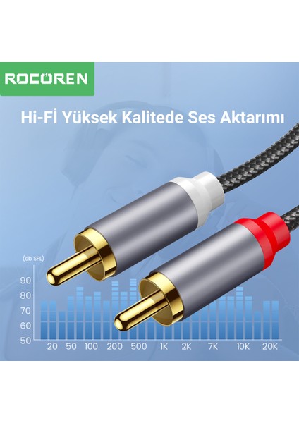 3.5mm Aux Jack To Rca Hi-Fi Ses Kablosu 2 Metre