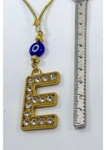 Gold Renkli Parlak Taşlı E Harfi Araba Dikiz Ayna Süsü, Hediyelik Araba Süsü fırsatları