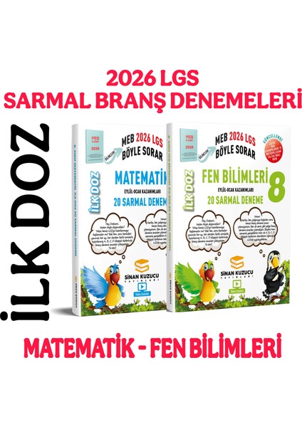 8.sınıf Matematik + Fen Bilimleri '2'li Sarmal Branş Deneme Seti (2026 Lgs)