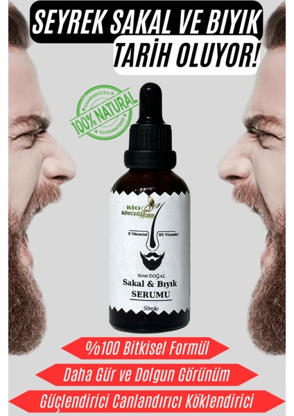Seyrek Sakalları Gürleştiren & Çıkışını Destekleyen Ginsengli %100 Doğal Sakal Bıyık Serumu