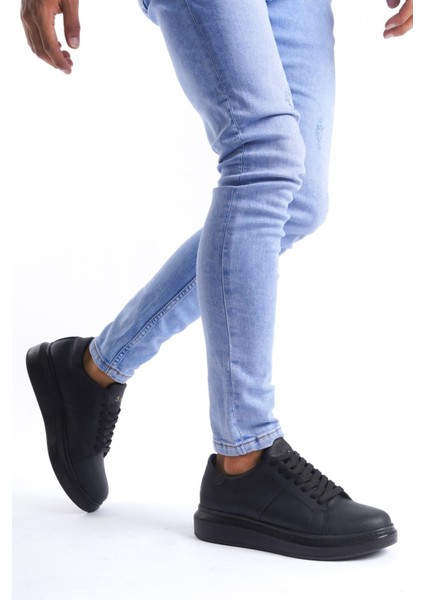 ET151 Boost Bağcıklı Cilt Erkek Günlük Sneaker Ayakkabı St - Siyah