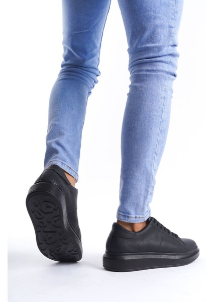 ET151 Boost Bağcıklı Cilt Erkek Günlük Sneaker Ayakkabı St - Siyah