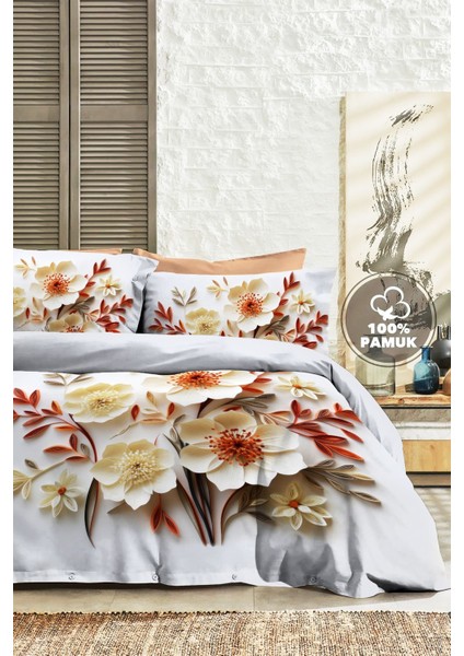 %100 Pamuk Ranforce Çeyizlik Luxury 5d Dijital Çift Kişilik Nevresim Takımı Soft