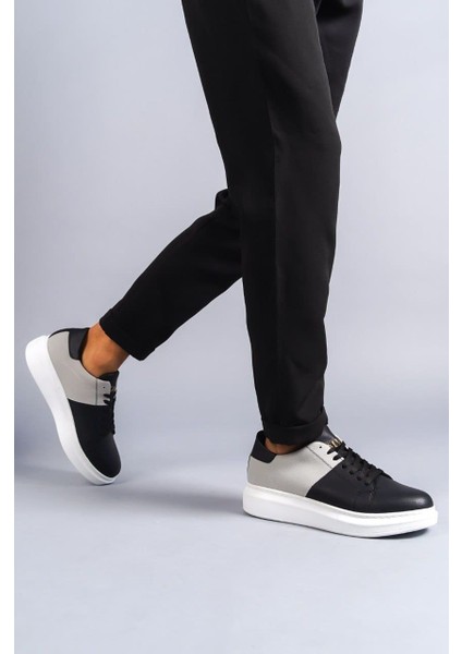 ET151 Boost Bağcıklı Cilt Süet Erkek Günlük Sneaker Ayakkabı Bt - Siyah/gri