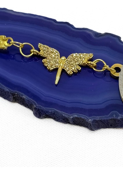 Zirkon Taşlı Kelebek Aksesuarlı Çelik Ayetel Kürsi Felak Nas Ihlas Araba Dikiz Ayna Süsü