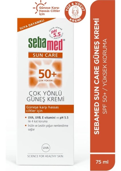 Sebamed Sun Care Uva / Uvb Filtresi ve E Vitamini Üçlü Yüksek Koruma Çok Yönlü Güneş Kremi 50 Spf 75 ml