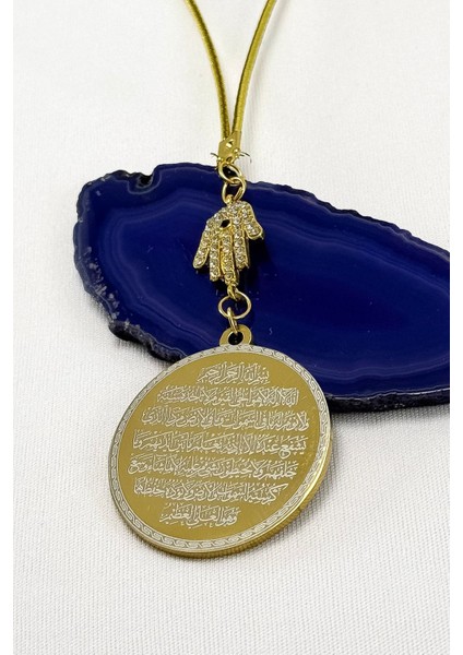 Zirkon Taşlı Hamse Eli Çelik Ayetel Kürsi Felak Nas Ihlas Araba Dikiz Ayna Süsü