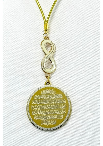 Beyaz Mineli Sonsuzluk Çelik Ayetel Kürsi Nazar Ayeti Araba Dikiz Ayna Süsü