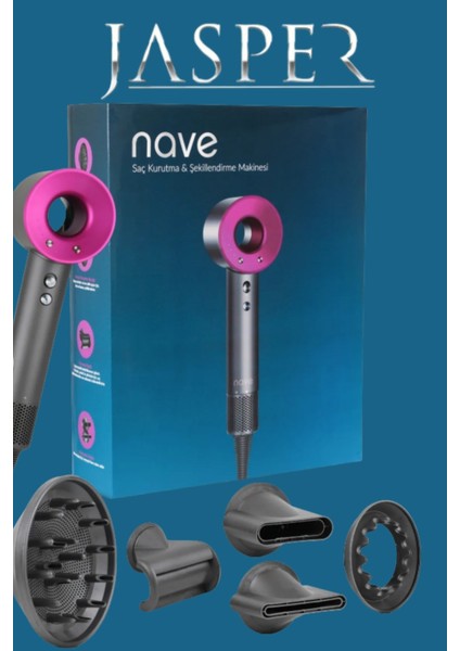 Nave HD-002 Yeni Nesil Dc Turbo Motor Saç Şekillendirici, Kurutma Fön Makinesi