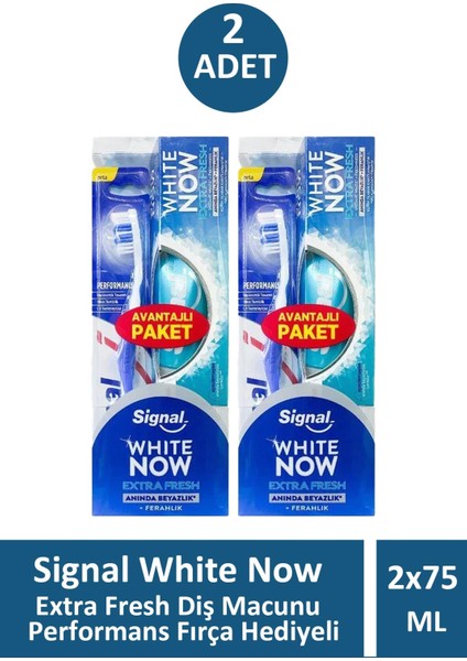 White Now Extra Fresh Diş Macunu 75 ml + Performans Fırça Hediyeli 2 Adet
