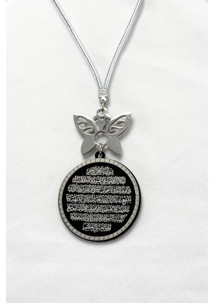 Siyah, Kelebek Aksesuarlı Komple Çelik Çift Taraflı Ayetel Kürsi Nazar Ayeti Araba Dikiz Ayna Süsü indirimleri