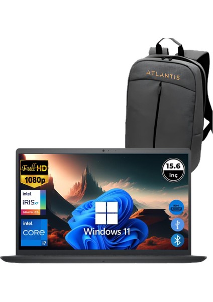 Inspiron 3520 I7 1255U 64GB 256 GB M.2 SSD I35201013U ATL206 O/b 15.6" WIN11PRO Taşınabilir Bilgisayar+Çanta
