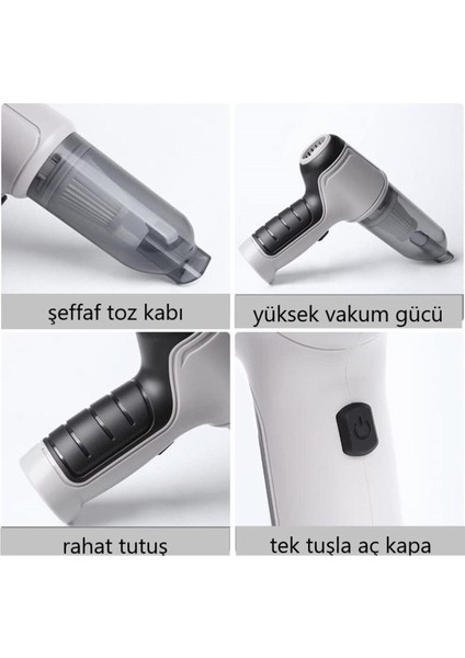 Taşınabilir El Süpürgesi, Şarjlı Temizlik Aracı, Ev ve Araç Için Pratik Kullanım