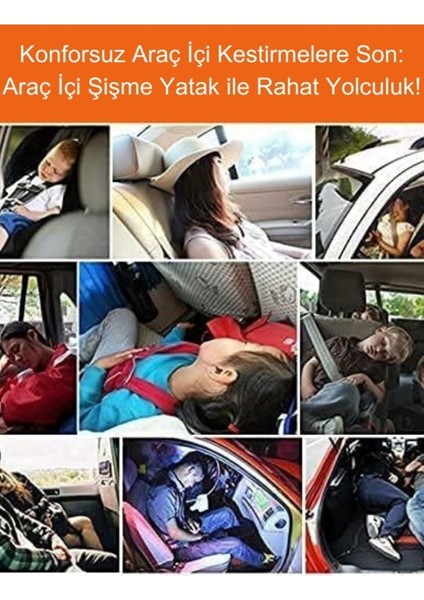 Siyah Araç Içi Şişme Yatak, Hava Yastıklı, Konforlu ve Pratik Seyahat ve Kamp Yatak