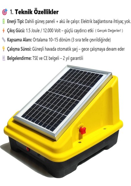 Elektrikli Çit Teli Sistemi Seti Güneş Panelli KOMPACK200 fiyatları