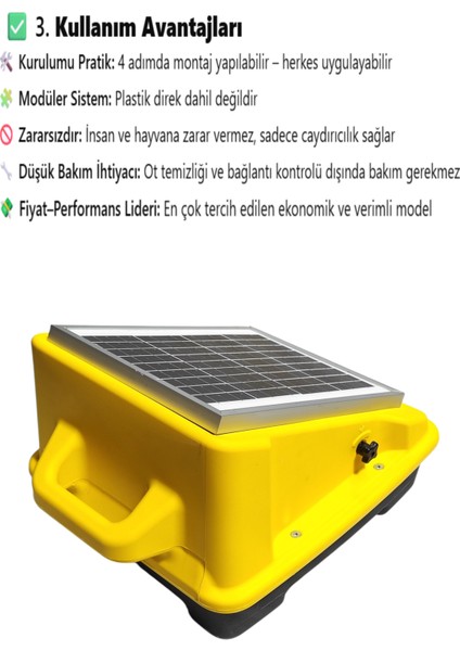 Elektrikli Çit Teli Sistemi Seti Güneş Panelli KOMPACK200 modelleri