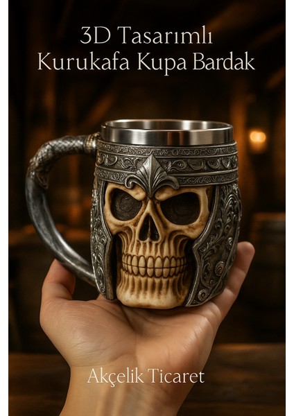 3D Tasarımlı Içi Çelik Kupa Bardak